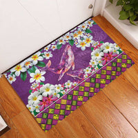 Hawaiian Plumeria and Humpback Whales Rubber Doormat Polynerian Art Tattoo-Mauve Color LT03 - Polynesian Pride