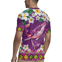 Hawaiian Plumeria and Humpback Whales Rugby Jersey Polynerian Art Tattoo-Mauve Color LT03 - Polynesian Pride