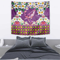 Hawaiian Plumeria and Humpback Whales Tapestry Polynerian Art Tattoo-Mauve Color