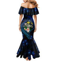 Hawaii Turtle Plumeria Flower Fanciful Family Matching Mermaid Dress and Hawaiian Shirt LT03 - Polynesian Pride