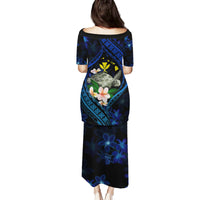 Hawaii Turtle Plumeria Flower Fanciful Family Matching Puletasi and Hawaiian Shirt LT03 - Polynesian Pride