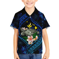 Hawaii Turtle Plumeria Flower Fanciful Family Matching Puletasi and Hawaiian Shirt LT03 Son's Shirt Black - Polynesian Pride