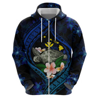 Hawaii Turtle Plumeria Flower Fanciful Zip Hoodie LT03 - Polynesian Pride