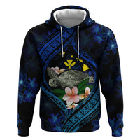 Hawaii Turtle Plumeria Flower Fanciful Zip Hoodie LT03 Pullover Hoodie Black - Polynesian Pride