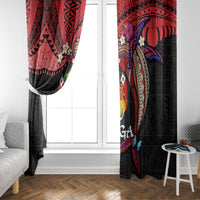 Tonga Emancipation Day Window Curtain Ngatu Humpback Whale Polynesian Flower