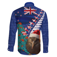 New Zealand Christmas Family Matching Off Shoulder Maxi Dress and Hawaiian Shirt Kiwi Bird Santa and Silver Fern Funny Haka Dance LT03 - Polynesian Pride
