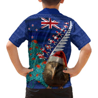 New Zealand Christmas Family Matching Summer Maxi Dress and Hawaiian Shirt Kiwi Bird Santa and Silver Fern Funny Haka Dance LT03 - Polynesian Pride