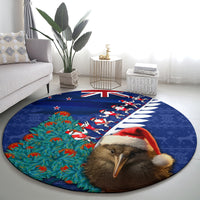 New Zealand Christmas Round Carpet Kiwi Bird Santa and Silver Fern Funny Haka Dance LT03 - Polynesian Pride