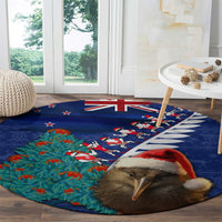 New Zealand Christmas Round Carpet Kiwi Bird Santa and Silver Fern Funny Haka Dance LT03 - Polynesian Pride