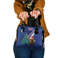 New Zealand Christmas Shoulder Handbag Kiwi Bird Santa and Silver Fern Funny Haka Dance LT03 One Size Blue - Polynesian Pride