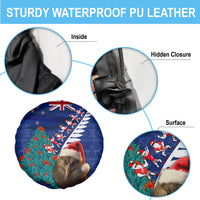 New Zealand Christmas Spare Tire Cover Kiwi Bird Santa and Silver Fern Funny Haka Dance LT03 - Polynesian Pride