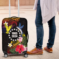 Cook Islands Independence Day Luggage Cover Maroro and Kakaia with Hibiscus Flower Polynesian Pattern