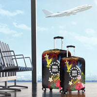 Cook Islands Independence Day Luggage Cover Maroro and Kakaia with Hibiscus Flower Polynesian Pattern