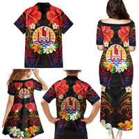 French Polynesia Bastille Day Family Matching Puletasi and Hawaiian Shirt Tiare Flower and National Seal Polynesian Pattern LT03 - Polynesian Pride