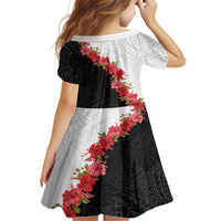 Hawaii Red Hibiscus Flowers Family Matching Off Shoulder Maxi Dress and Hawaiian Shirt Polynesian Pattern With Half Black White Version LT03 - Polynesian Pride