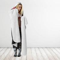 Hawaii Red Hibiscus Flowers Hooded Blanket Polynesian Pattern With Half Black White Version