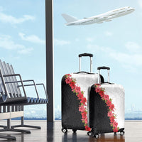 Hawaii Red Hibiscus Flowers Luggage Cover Polynesian Pattern With Half Black White Version