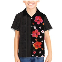Hawaii Hibiscus and Plumeria Flowers Family Matching Mermaid Dress and Hawaiian Shirt Tapa Tribal Pattern Half Style Colorful Mode