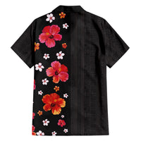 Hawaii Hibiscus and Plumeria Flowers Family Matching Puletasi and Hawaiian Shirt Tapa Tribal Pattern Half Style Colorful Mode LT03 - Polynesian Pride