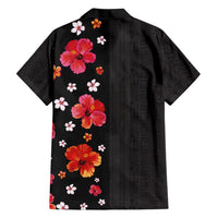 Hawaii Hibiscus and Plumeria Flowers Family Matching Summer Maxi Dress and Hawaiian Shirt Tapa Tribal Pattern Half Style Colorful Mode