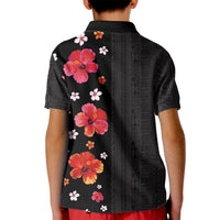 Hawaii Hibiscus and Plumeria Flowers Kid Polo Shirt Tapa Tribal Pattern Half Style Colorful Mode