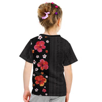 Hawaii Hibiscus and Plumeria Flowers Kid T Shirt Tapa Tribal Pattern Half Style Colorful Mode LT03 - Polynesian Pride