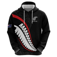 New Zealand Rugby Custom Hoodie Sporty Silver Fern Shape with Maori Tattoos - Polynesian Pride