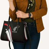 New Zealand Rugby Leather Bag Sporty Silver Fern Shape with Maori Tattoos - Polynesian Pride