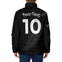 New Zealand Rugby Custom Padded Jacket Sporty Silver Fern Shape with Maori Tattoos - Polynesian Pride
