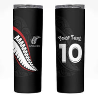 New Zealand Rugby Custom Skinny Tumbler Sporty Silver Fern Shape with Maori Tattoos LT03 Black - Polynesian Pride