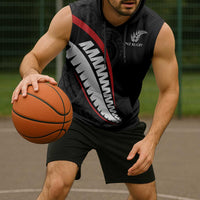 New Zealand Rugby Custom Sleeveless Hoodie Sporty Silver Fern Shape with Maori Tattoos - Polynesian Pride