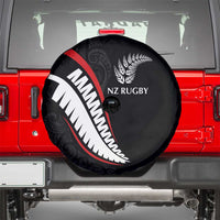 New Zealand Rugby Spare Tire Cover Sporty Silver Fern Shape with Maori Tattoos - Polynesian Pride