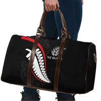 New Zealand Rugby Travel Bag Sporty Silver Fern Shape with Maori Tattoos - Polynesian Pride