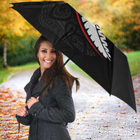 New Zealand Rugby Umbrella Sporty Silver Fern Shape with Maori Tattoos - Polynesian Pride