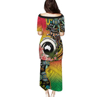 Vanuatu and Australia Together Family Matching Puletasi and Hawaiian Shirt Kangaroo with Pig Tusk Indigenous Pattern LT03 - Polynesian Pride