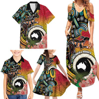 Vanuatu and Australia Together Family Matching Summer Maxi Dress and Hawaiian Shirt Kangaroo with Pig Tusk Indigenous Pattern LT03 - Polynesian Pride