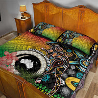 Vanuatu and Australia Together Quilt Bed Set Kangaroo with Pig Tusk Indigenous Pattern