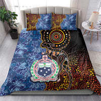 Samoa and Australia Together Bedding Set Kangaroo and Tribal Hibiscus Aboriginal Pattern LT03 - Polynesian Pride