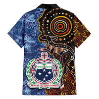 Samoa and Australia Together Family Matching Off Shoulder Maxi Dress and Hawaiian Shirt Kangaroo and Tribal Hibiscus Aboriginal Pattern LT03 - Polynesian Pride