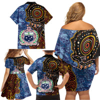 Samoa and Australia Together Family Matching Off Shoulder Short Dress and Hawaiian Shirt Kangaroo and Tribal Hibiscus Aboriginal Pattern LT03 - Polynesian Pride