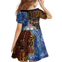 Samoa and Australia Together Family Matching Summer Maxi Dress and Hawaiian Shirt Kangaroo and Tribal Hibiscus Aboriginal Pattern LT03 - Polynesian Pride
