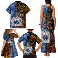 Samoa and Australia Together Family Matching Tank Maxi Dress and Hawaiian Shirt Kangaroo and Tribal Hibiscus Aboriginal Pattern LT03 - Polynesian Pride