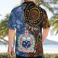 Samoa and Australia Together Hawaiian Shirt Kangaroo and Tribal Hibiscus Aboriginal Pattern