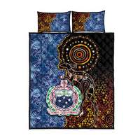 Samoa and Australia Together Quilt Bed Set Kangaroo and Tribal Hibiscus Aboriginal Pattern