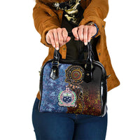 Samoa and Australia Together Shoulder Handbag Kangaroo and Tribal Hibiscus Aboriginal Pattern LT03 One Size Blue - Polynesian Pride