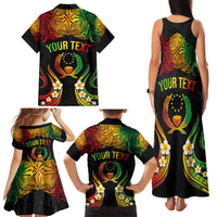 Personalised Pohnpei Independence Day Family Matching Tank Maxi Dress and Hawaiian Shirt Polynesian Tattoo and Plumeria Reggae Color LT03 - Polynesian Pride