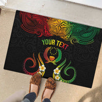 Personalised Pohnpei Independence Day Rubber Doormat Polynesian Tattoo and Plumeria Reggae Color