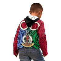 Vanuatu Shefa Province Kid Hoodie Pig Tusk Mix Maori Pattern and Namele Leaf LT03 - Polynesian Pride