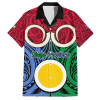 Personalised Vanuatu Shefa Province Family Matching Off Shoulder Maxi Dress and Hawaiian Shirt Pig Tusk Mix Maori Pattern and Namele Leaf LT03 Dad's Shirt - Short Sleeve Red - Polynesian Pride