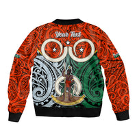 Personalised Vanuatu Penama Province Bomber Jacket Pig Tusk Mix Maori Pattern and Namele Leaf LT03 - Polynesian Pride